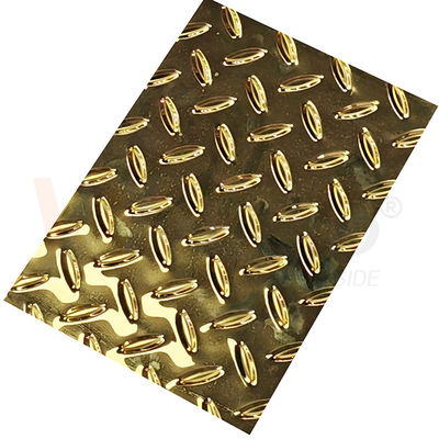 کیفیت  Rice Grain Diamond Embossed Stainless Steel Sheet Anti Skid Plate With Titanium Gold Color کارخانه