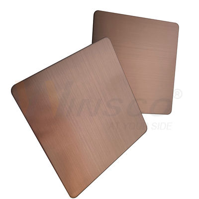 کیفیت  GB 201 304 316 Hairline Stainless Steel Sheet Brown PVD Color Accept Customized کارخانه
