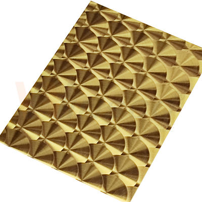 سی دی Hairline Titanium Gold 3D Laser SS 201 304 316 Decorative Steinless Steel Plate