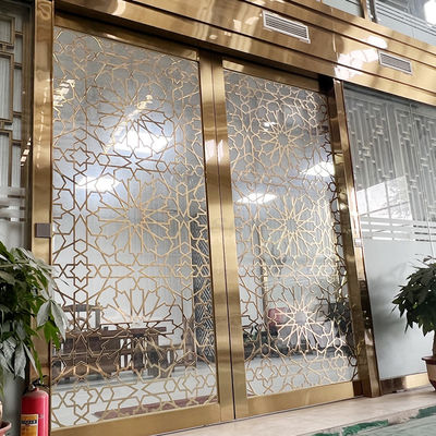 جداکننده اتاق نشیمن پارتیشن صفحه استیل رنگی PVD با شیشه سکوریت