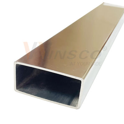Decorativo TUBO Rectangular BRILLANTE POLISHED 600 C-304 X 6 METROS Steinless Steel Inox Flat Pipe