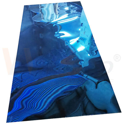 4ftx8ft 1220mmx2440mm SS201 رنگ آبی 8K آینه صفحه فولاد ضد زنگ 0.4mm-3.0mm ضخامت