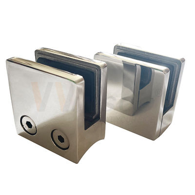SS 304 316 آینه ساتن تخت گرد پایین دستگیره لوازم جانبی 45mmx45mmx25mm مربع فولاد ضد زنگ شیشه ای کلیمپ