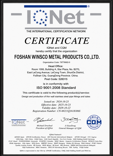 چین (GuangDong)Foshan Winsco Metal Products Co., Ltd. گواهینامه ها